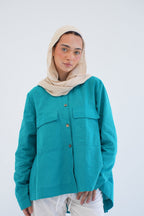 Everyday linen shirt in aqua