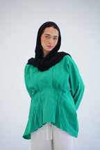 Ella drape blouse Wrap top in green