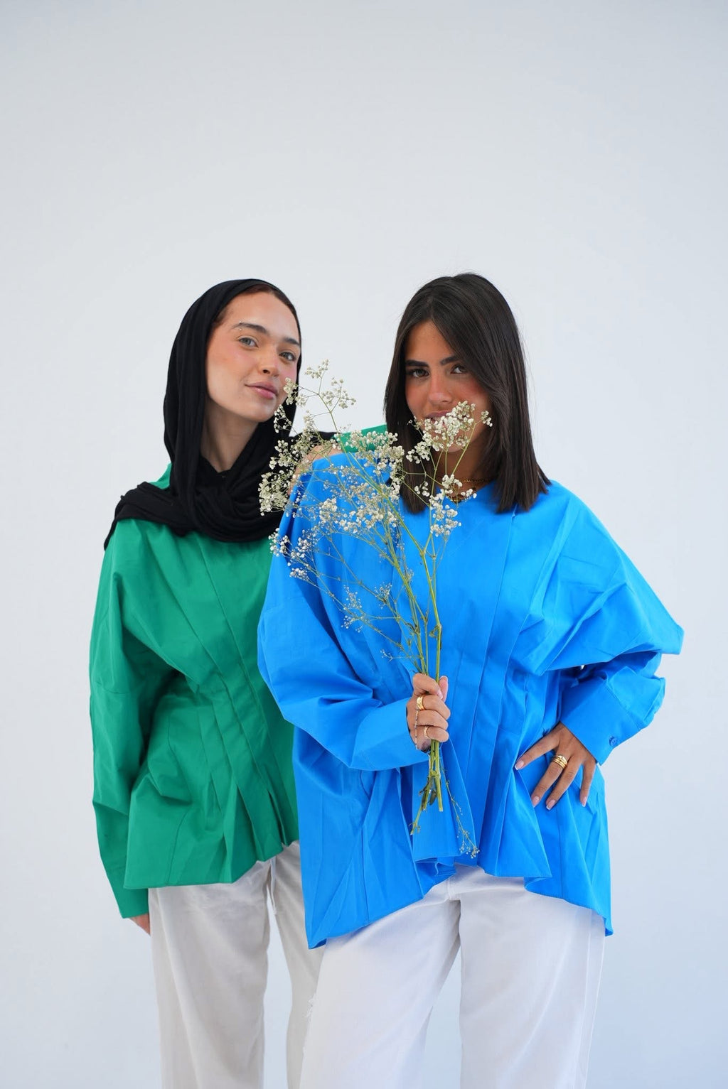 Ella drape blouse Wrap top in blue
