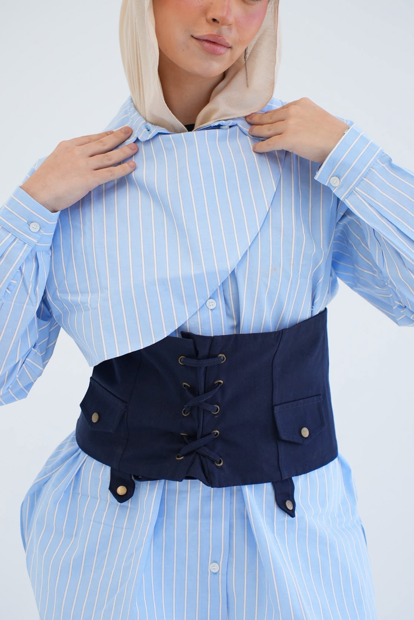 Belt corset in navy