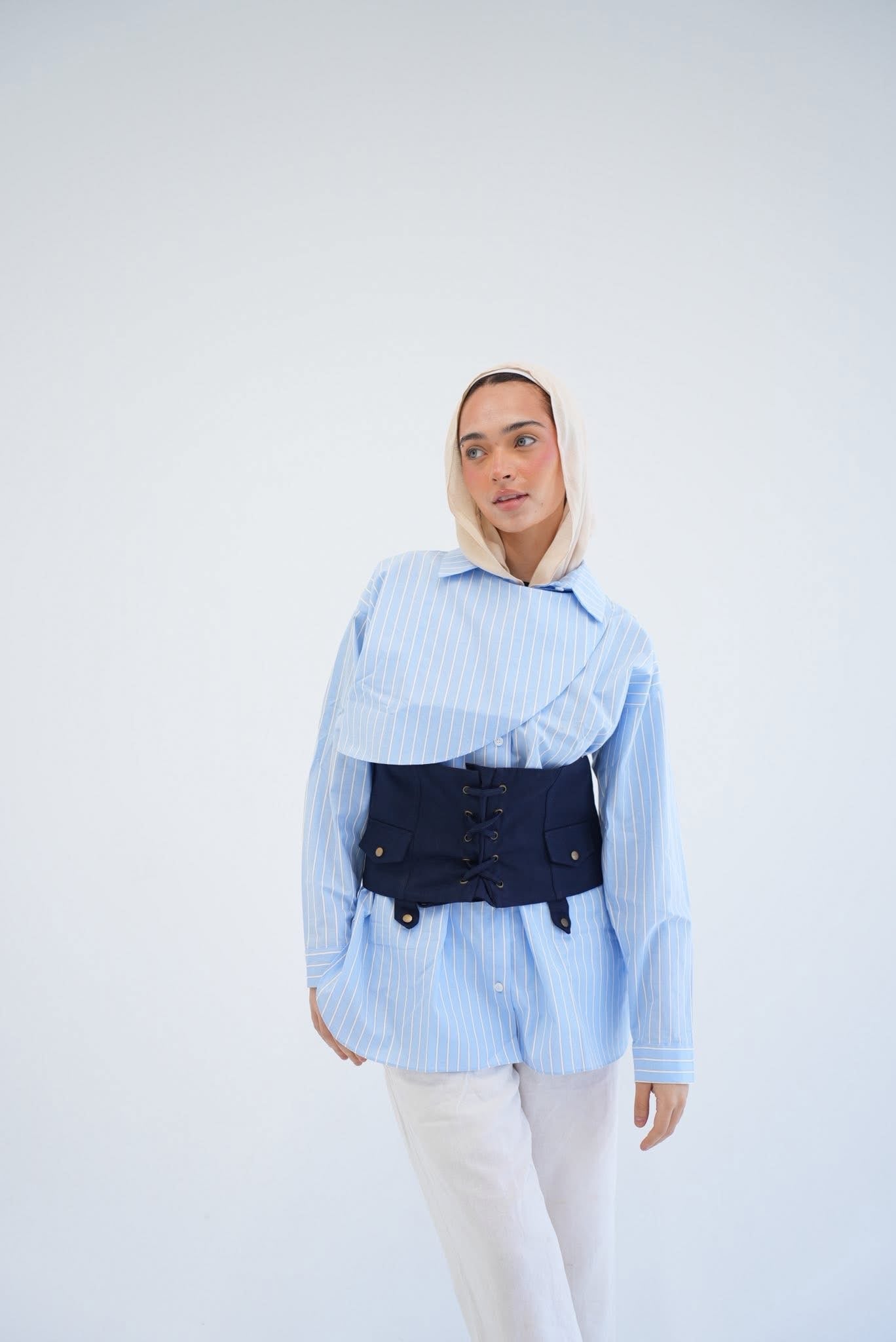 Strip shirt in baby blue