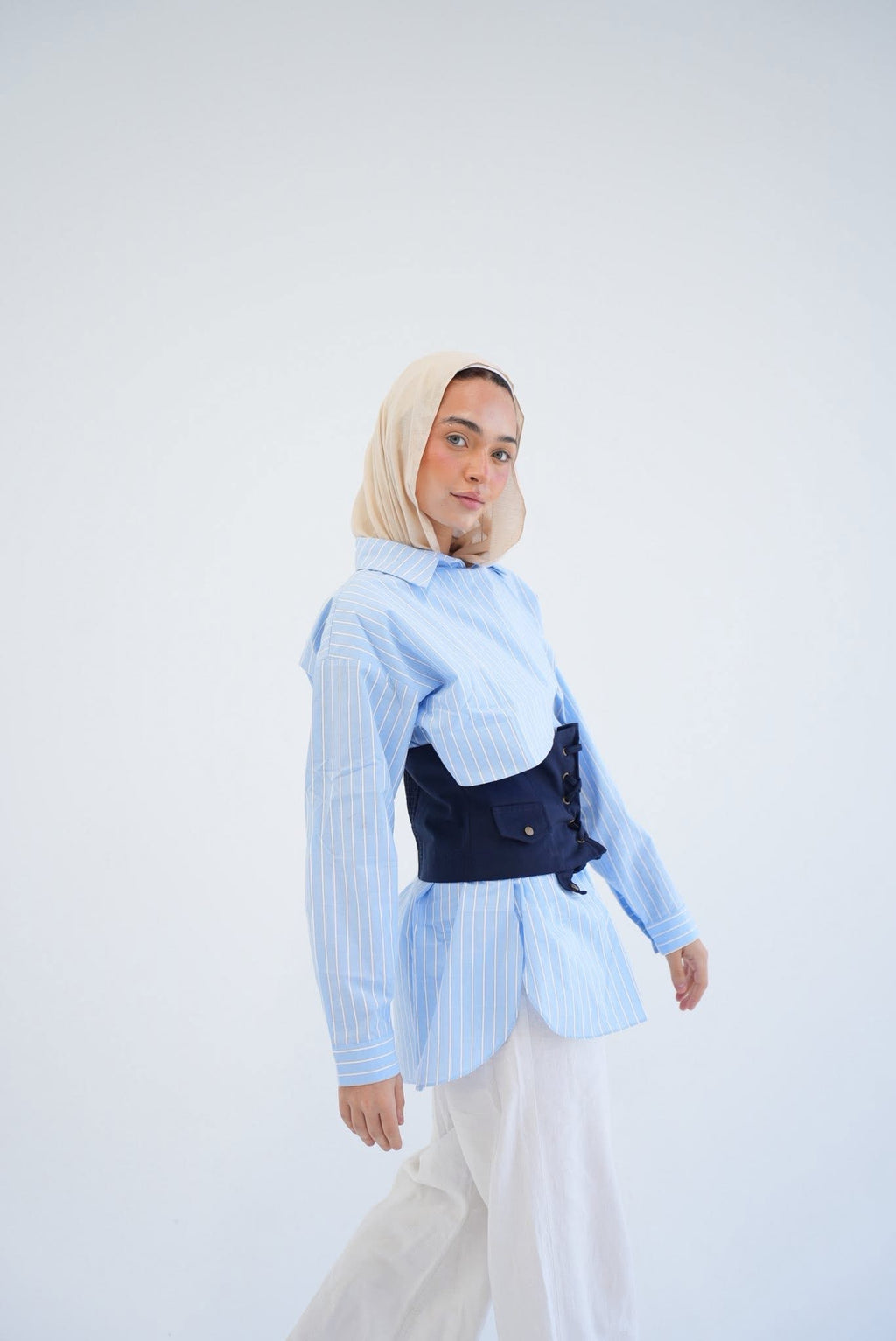 Strip shirt in baby blue