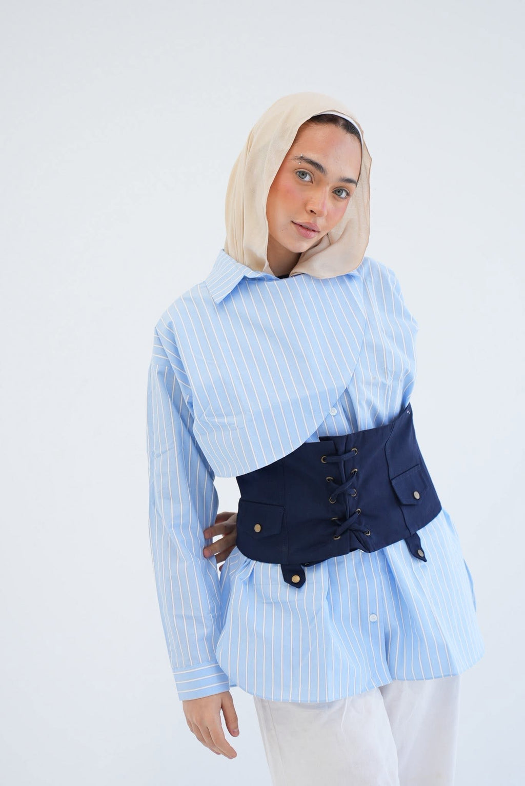 Belt corset in navy