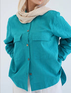 Everyday linen shirt in aqua