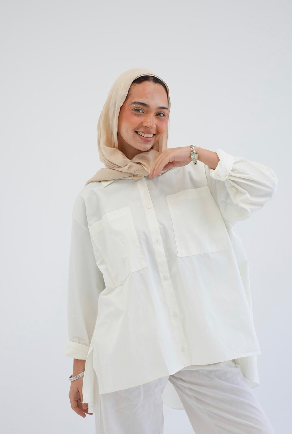 Everyday poplinshirt in white