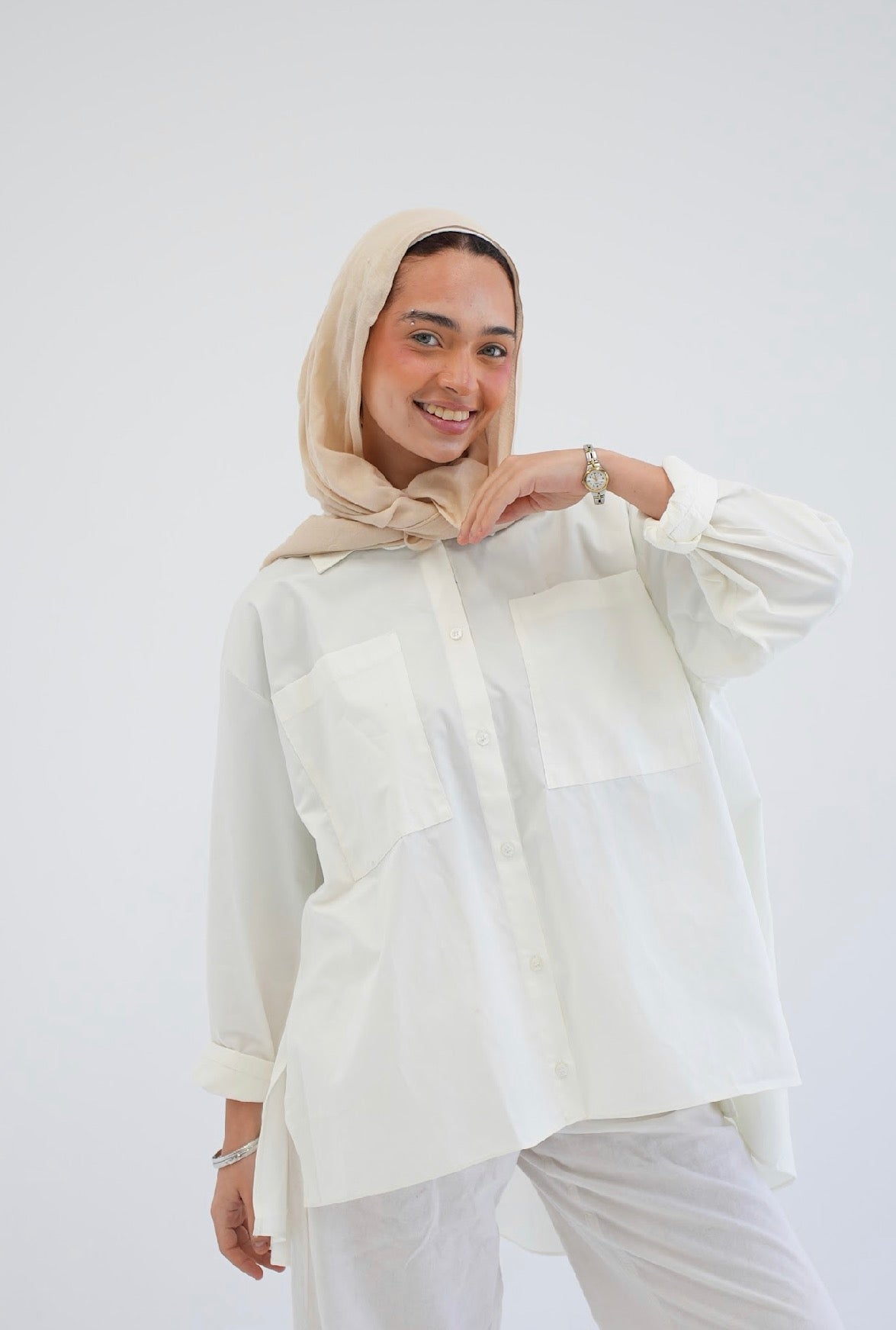 Everyday poplinshirt in white